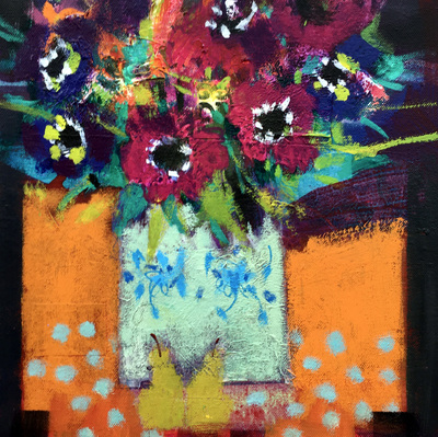 Francis Boag
Poppies and Pears
Acrylic on canvas  30 x 30 cms
£1400