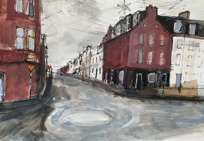 High Street, December
acrylic and mixed media  19 x 29 cms
£325
