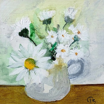 Joyful Daisies
acrylic on canvas panel  15 x 15 cms
£325
SOLD