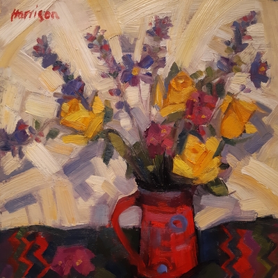 Laura Harrison
Daffodil Mix and Red Jug
Oil on canvas 30 x 30 cms
£500