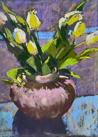Geraldine Durning
White Tulips
pastel on sanded paper 31 x 23 cm 
£430