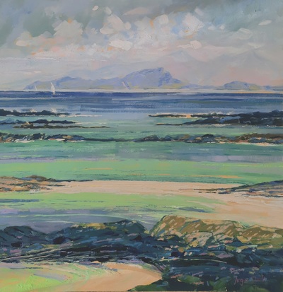 Angus Clark
Ardnamurchan(Sanna Bay),View to Muck and Rum
Oil on canvas board 60 x 60 cms
SOLD