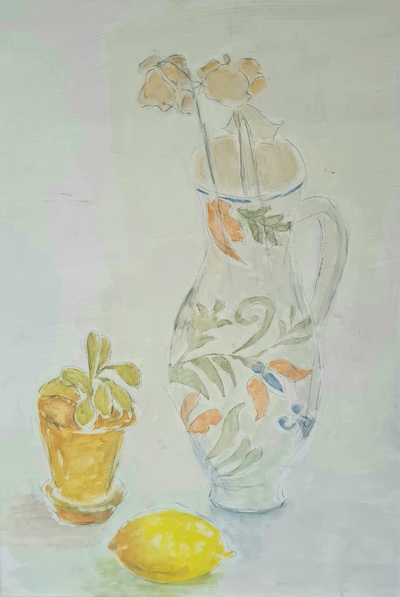 Still Life with Lemon
oil on board 46 x 34 cms
SOLD