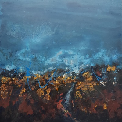 Naomi Rae
Dawn Over Bracken and Gorse, Machrie, Isle of Arran
Indian ink on board  30 x 30 cms
£750