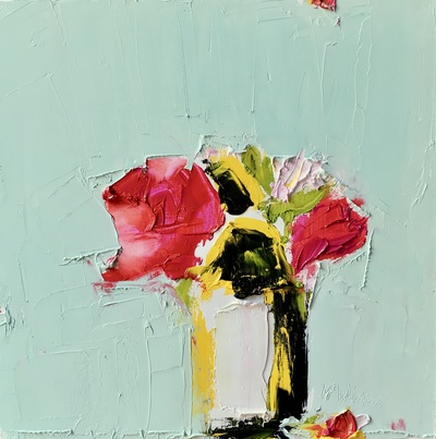 Superstar Roses and Sunflower
Oil on linen 40 x 40 cms
£1990