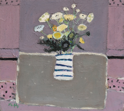 Sandy Murphy RGI PAI
Striped Vase 
15 x 16 ins oil on board 
£1800