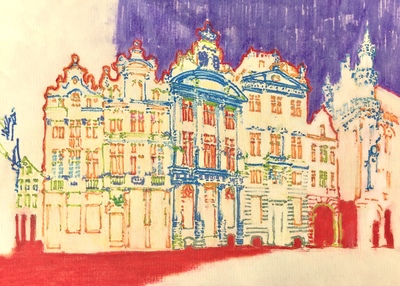 Michael Durning 
Grand Place, Brussels
conte on paper  21 x 30 cms
£410
