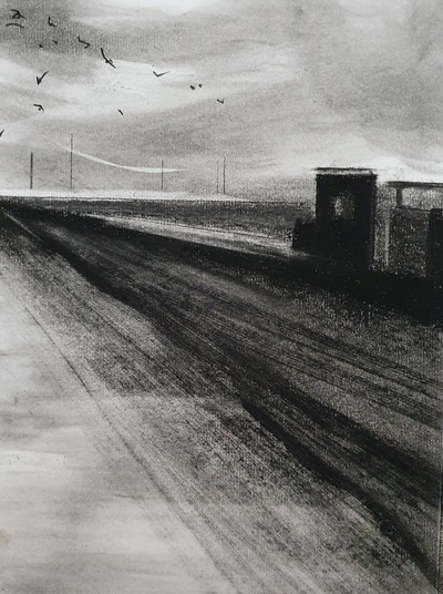 Erinclare Scrutton
The Long Road - South Uist
Charcoal on Paper 28 x 22 cm
SOLD
