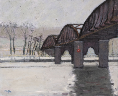Sandy Murphy RGI PAI
Loch Ken Viaduct 
12 x 15 ins oil on board 
£1400