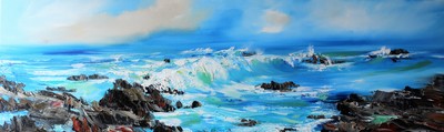 Rosanne Barr
Wave Watching from the Rocks
oil on canvas
30 x 100 cms
SOLD