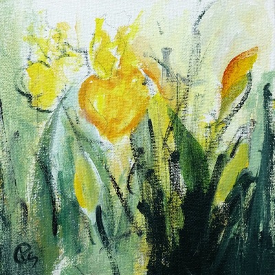 Flag Irises 2
acrylic on canvas panel  15 x 15 cms
£325