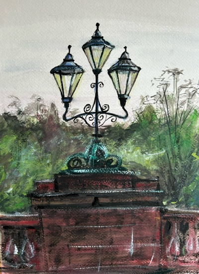 Scott MacDonald
The Kirklee Bridge Lamps 
watercolour 40 x 30 cm 
£350.00 (unframed)