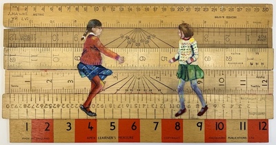 Lindsay Madden
Line Dancers
Oil on vintage rulers 25 x 40 cms 
£695