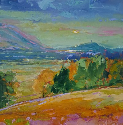 Angus Clark
Wallace Monument and Carse of Stirling
oil on canvas 30 x 30 cm
£495