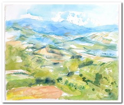 Jenny Matthews
West from Frontone, Italy
Watercolour  48 x 55 cms
£1250