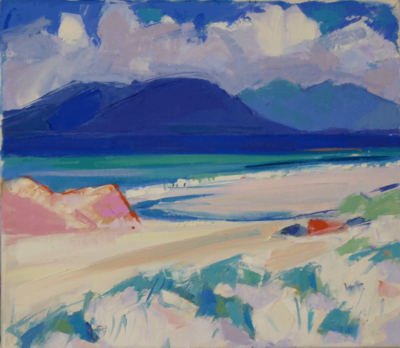 Marion Thomson 
The Hills of Harris from Berneray 
Oil on canvas  35 x 40 cms
£950
SOLD