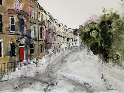 Edinburgh West End
acrylic and mixed media  49 x 62 cms
£795