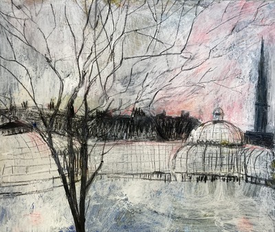 Jane Askey
Last of the Sunset, Glasgow Botanical Gardens
mixed media  27 x 32 cm
£325