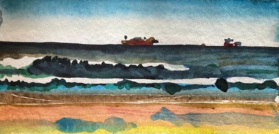 Rowena Comrie
Turned Tide, Aberdeen
watercolour 10 x 20 cm
£180 (mounted and unframed)
SOLD