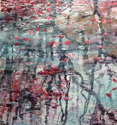 Sandra Moffat
Blossom on Water 
Mixed media 52 x 45 cms
£750