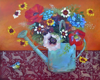 Flowers in a Watering Can
Oil on linen  50 x 40 cms
£850