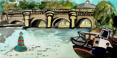 Rowena Comrie
Pont Neuf, Paris in the Sun
watercolour 31 x 46 cm
£395