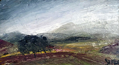 Scott MacDonald
Campsies on Slate 
Oil on slate 15 x 30 cms
SOLD