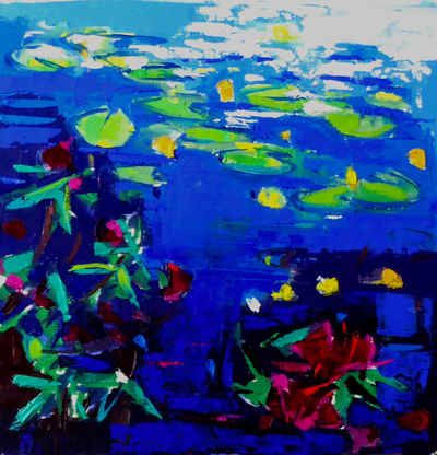 Marion Thomson
Lilies and Rhododendron, Mugdock
oil on paper  19 x  19 cms
£450
