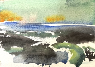 Rowena Comrie
New Year, New Sea
watercolour  15 x 20 cm
£450