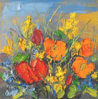 Judith I Bridgland
Spring Garden Border                              
Oil  25 x 25 cms                                 
£1250 