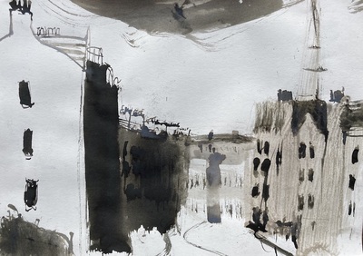 Top of Bruntsfield Looking East Towards the Castle Drawing III
ink on paper 21 x 30 cm
£185 (unframed)