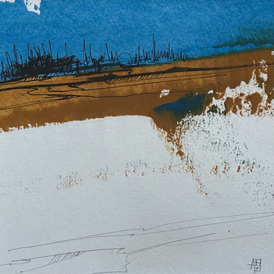 Al Bell
Study in Cerulean
Oil, ink and graphite on paper  12 x 12 cms 
£90
