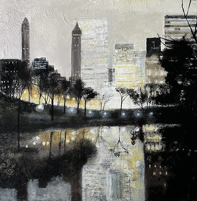 Sandra Moffat
Bright Lights, Central Park Pond, NYC
mixed media 40 x 40 cm
£1200