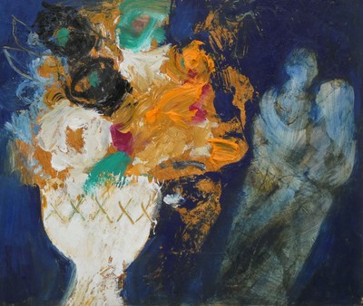 Helen Tabor 
Lovers and Flowers 
Oil on board  23 x 27 cms
£450 
