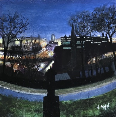 Sandra Moffat 
View from the Necropolis
Mixed media  26 x 26 cms
£400 (unframed)