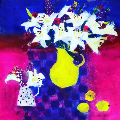 Caroline Bailey
Flowers on Blue Check
Mixed media  70 x 70 cms
£3450