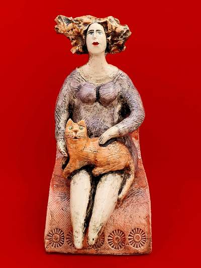 Ludmilla Kosmina 
Lady With Cat
Porcelain H25 cms
£290
