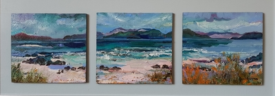 Iona Leishman 
Mull from Traigh Ban, Isle of Iona
Oil on canvas 28 x 72 cms
£500