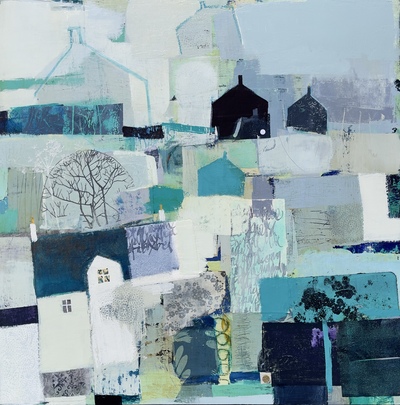 Black and White Houses, Lewis  
mixed media on board 46 x 46 cm
£1200