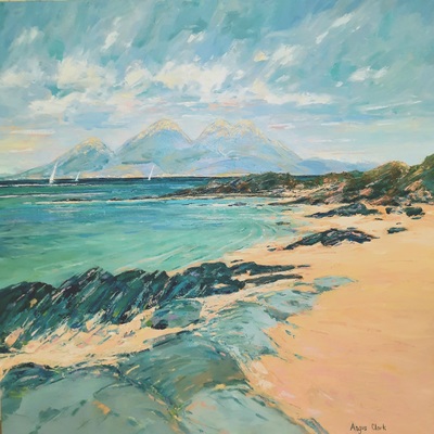 Angus Clark
Paps of Jura from Kintyre
Oil on canvas board 60 x 60 cms
SOLD