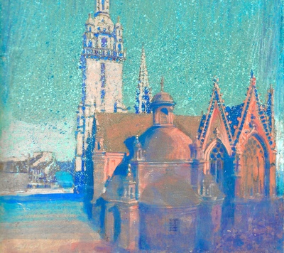 Michael Durning
Breton Church
Gouache and conte  18 x 22 cms
£850