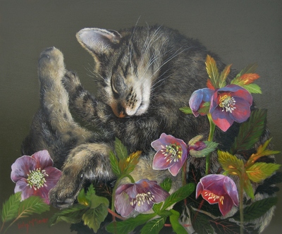 Lesley Mclaren
Asleep Under the Hellebores
Oil on gesso board 25 x 30 cms
£595