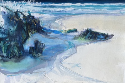 Rock Pool, Cliff Beach, Lewis 
mixed media 36 x 54 cm
£750 (unframed)