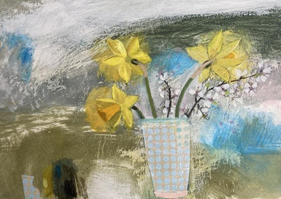 Spring Blossom, Windswept Day
oil and collage  21 x 30 cm
£495
