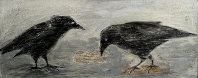 Joyce Gunn Cairns MBE
Crows at the Bus Stop
oil on board 24 x 54 cm
£490